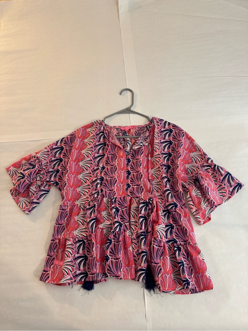 Simply Southern Pink Floral Tiered Ruffle Sleeve Tunic